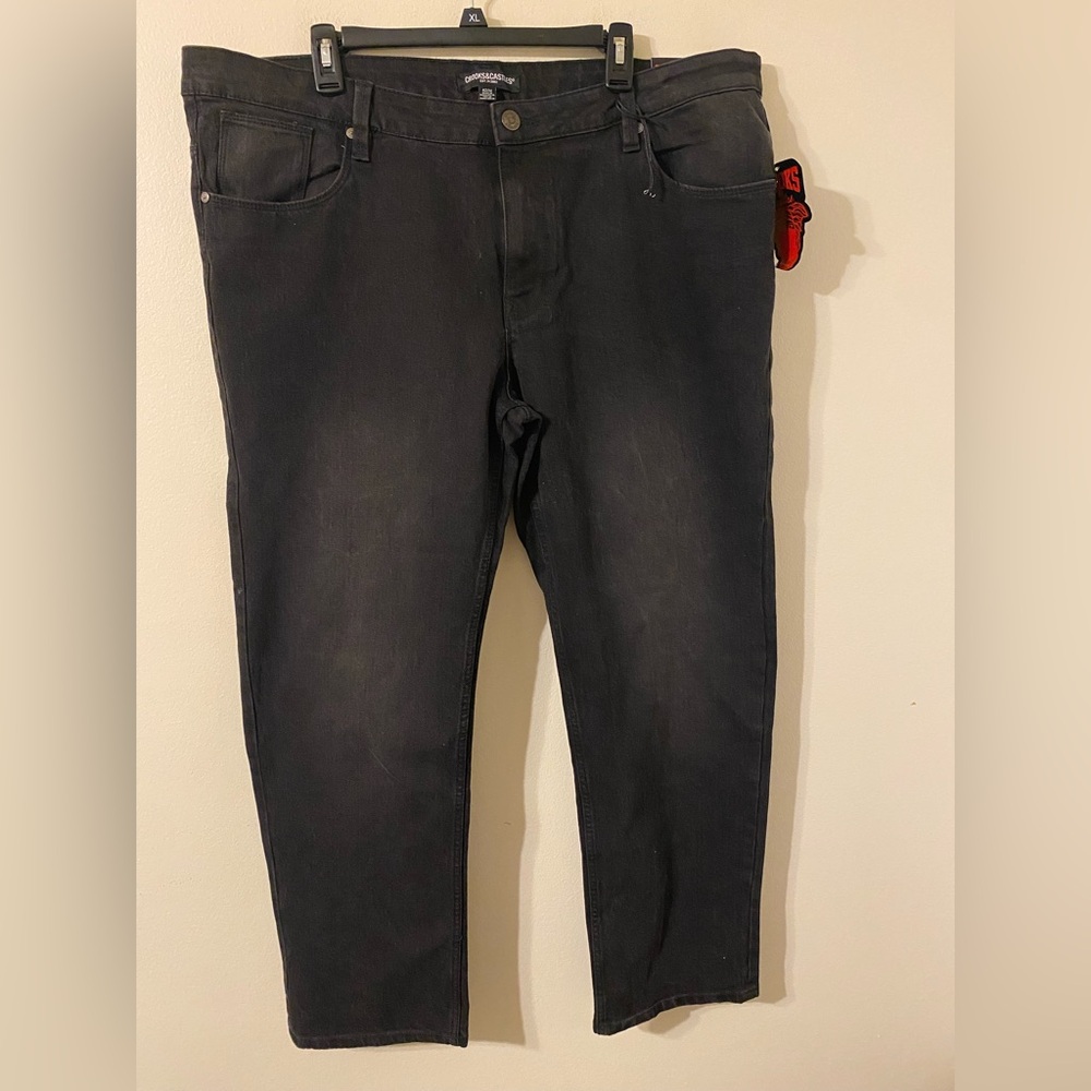 NWT Men's‎ Crooks & Castles Black Wash Straight Leg Jeans 42 Waist 42x32